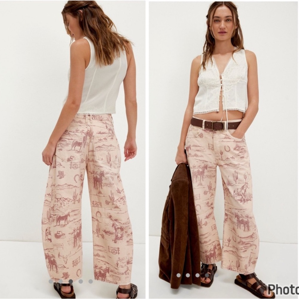 Free people Goodluck Barrel horse Wild West cowboy jeans size 24 Short NWT